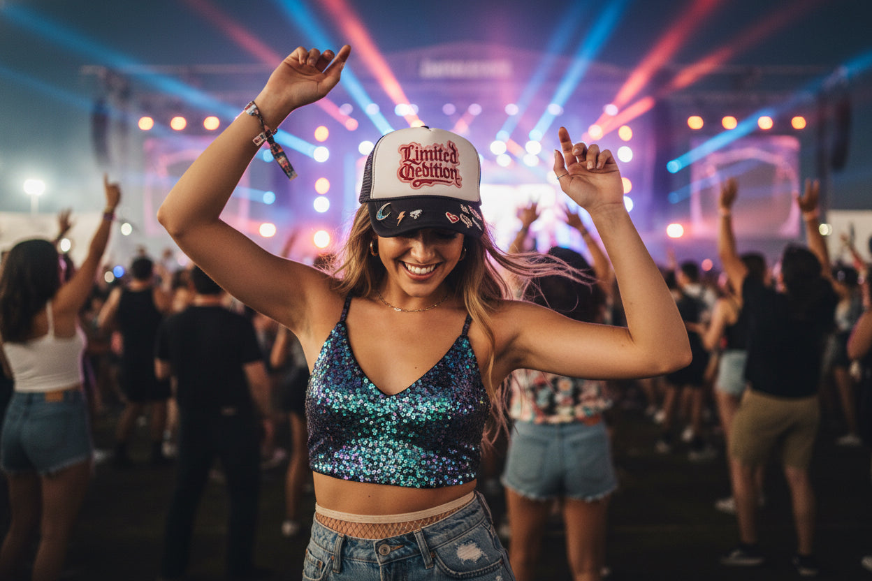 Four 'Limited Edition' patches in different colors on a textured white background